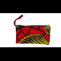 Handgemaakte etui met rits - rood/geel/zwart
