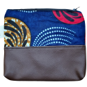 Handgemaakte etui met rits - bruin/blauw/rood