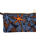 Handgemaakte etui met rits - grijs/oranje/zwart