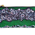 Handgemaakte etui met rits - groen/zwart/wit
