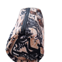 Handgemaakte etui rond met rits - oranje/bruin