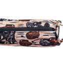 Handgemaakte etui rond met rits - oranje/bruin