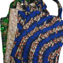 Handgemaakte stoffen tas - blauw/rood/wit