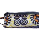 Handgemaakte etui rond met rits - geel/bruin/zwart