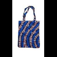 Handgemaakte stoffen tas - blauw/rood/wit