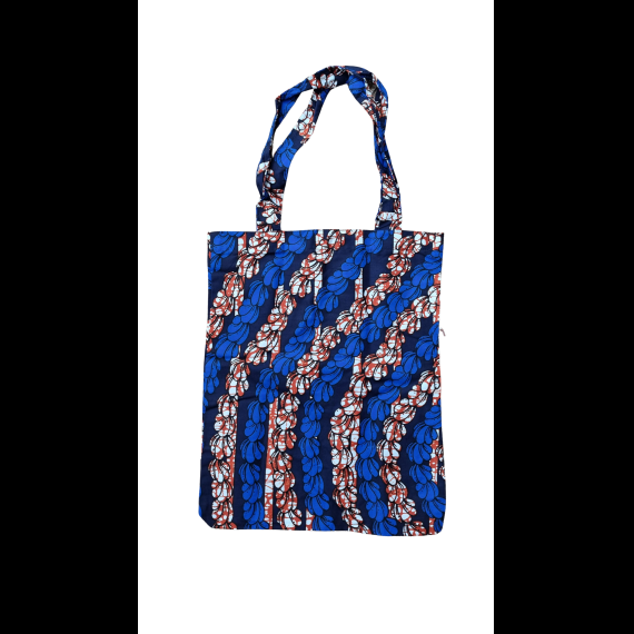 Handgemaakte stoffen tas - blauw/rood/wit