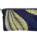 Handgemaakte etui met rits - zwart/geel/blauw