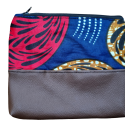 Handgemaakte etui met rits - bruin/blauw/rood