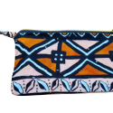 Handgemaakte etui met rits - bruin/oranje/zwart