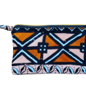 Handgemaakte etui met rits - bruin/oranje/zwart