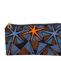 Handgemaakte etui met rits - grijs/oranje/zwart